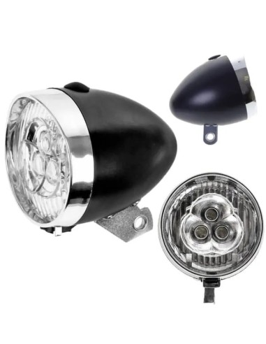 Framlampa Klassisk 3 Led inkl batteri Svart